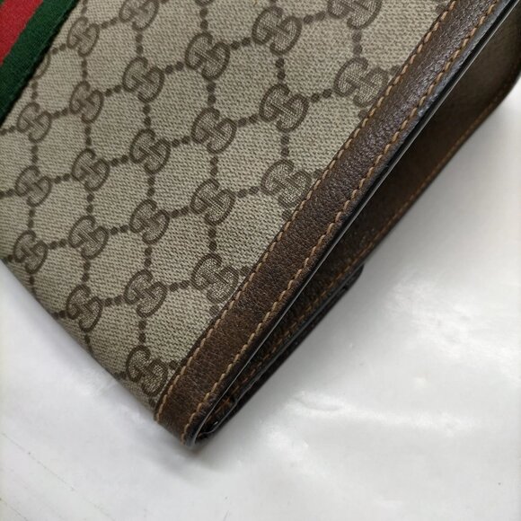 Authentic Gucci Vintage Clutch Bag Sherry Line Brown PVC mn334-113025 - Picture 7 of 16